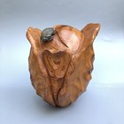 Vintage Folk Art Beetle Wood Carved Cabbage Or Rose Sculpture