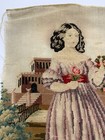 1854 Embroidery Sampler Fine Needlepoint Young Girl Rose Bush Antique Victorian