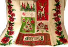 Vintage Retro Kitschy Christmas Linen Kitchen Towel