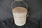 Antique Coal Miner Tin Lunch Pail Bucket Wood Handle