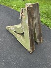 Antique Pair Salvaged Large Wooden Corbels Chipped Green Paint