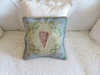 Stunning French Ocean Blue Shell Nautical Aubusson Style Needlepoint Pillow