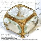 Antique French Jewelry Casket  A Miniature Vitrine Box  Intaglio Beveled Glass
