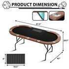 Oval Poker Table For 10 Players With Cup Holders   Cushioned Rail  Foldable Legs