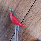 Set Of 5 Vintage Glass Fruit   Veggie Cocktail Swizzle Sticks   Drink Stirrers