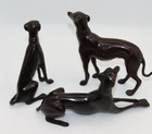 Greyhound- Whippet Dogs Bronze Metal Figurines-set Of Three