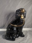 Antique 1860 s English Jackfield Black Porcelain Staffordshire Spaniel Dog 