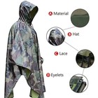 Poncho Military Woodland Ripstop Wet Weather Raincoat Camo For Camping Hiking