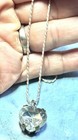 1970s Vintage Silver Tone Heart Crystal Pendant Necklace  Signed Tonic