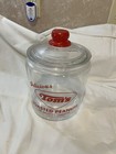 Vintage Tom   s Toasted Peanuts Clear Glass Jar - Red Handled Lid With Tom s Logo