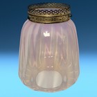 Antique Opalescent Pink Cranberry Glass Ceiling Light Lamp Shade W  Metal Band