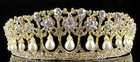 Princess Pearl Austrian Crystal Rhinestone Hair Tiara Crown Wedding T11895g Gold