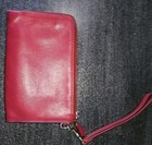 Coach New York Red Leather Wristlet Clutch Wallet Double Corner Zip 