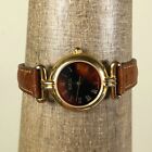 Vintage Fossil Women Gold Tone Brown Dial Leather 24mm Quartz Watch 6 3 4 