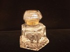 Antique Inkwell Clear Glass Brass Collar Excellent Condition No Chips 4 25  Tall