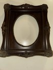 Victorian Ornate Dark Wood Oval Picture Frame Carved Floral Design Vintage