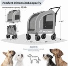 Echosmile 4 Wheels Pet Stroller Dog Cat 135 Lbs Grey
