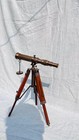 Vintage Brass Antique Telescope On Wooden Tripod  Nautical Decor  Handmade Colle