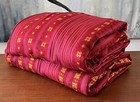 Vtg Mcm Open Weave Drapes Raspberry Orange Red Pink Gold Geometric 120  No Duty