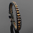 Men s Tiger Eye Hematite Beaded Armlet Bracelet Adjustable Masculine Bangle Gift