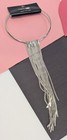 Mcm - Vintage Unique Ladies Silvertone Choker Necklace 18 In  9 In Metal Tassels