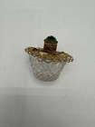Czechoslovakian Vintage Glass And Filigree Perfume Bottle With Jeweled Cap