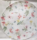 Set Of 2 Same Round Braided Cotton Placemats  15  Dia   Multicolor Flowers