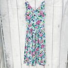 Lanz  4  American Vintage 80 s Midi Dress White Green Purple Floral A-line