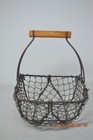 Early Country Farmhouse Small Twisted Wire Basket With Handle