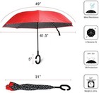 Red Polka Dot Double Layer Inverted Umbrellas - C Shaped Handle Reverse Folding