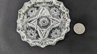 Vintage Clear Cut Glass Ashtray Cigarettes Cigars Round 4 Notches 4  Diameter