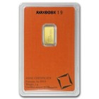 1 Gram Valcambi Suisse  9999 Fine Gold Bar In Assay Card - In Stock