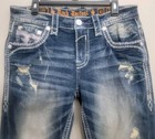 Rock Revival Meyrick Alt Straight Distressed Jeans Pants Mens Size 32 X 32 New
