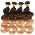 Insqueen Ombre Human Hair Bundles 100  Virgin Brazilian Body Wave 4 Bundles 4x4