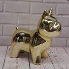 French Bulldog Solid Gold Colored Pattern  Ceramic Figurine   new 