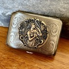 Art Nouveau Woman lady Goddess Cigarette Case  Antiqued Brass Wallet Stash Box