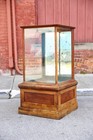 Antique Drug Store Showcase Glass Display Case Trophy Bookcase Oak Cabinet Vtg