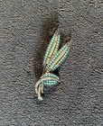 Antique German 800 Silver Turquoise Rhinestones Floral Brooch