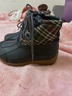Sperry Kids Duck Boots Size 6 Plaid Ankle Lace-up Rubber Sole Non-marking