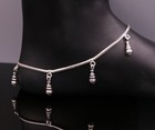 925 Sterling Silver Snake Chain Bracelet Oxidized Charm Anklet Ank76