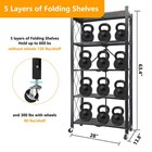 2x Foldable 5-tier Storage Shelves W  Wheels Heavy Duty Organizer Kitchen Garage