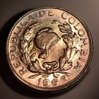     1969 6 Columbia 5 Centavos - Amazing Rainbow Toning - Gem Bu Red - C00340