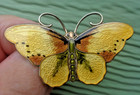 Norwegian Enamel Butterfly Brooch Sterling Silver Large Hroar Prydz Norway