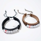 I Love Jesus Leather Bracelet Christian Cuff Adjustable Fit  2 Pc Set