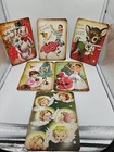 Lot Of Seven Vintage Christmas Greeting Cards Decorations 7 3 4  X 5 1 2  Unused