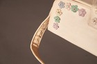 1950s Cream With Jeweled Flowered Box Purse Retro Handbag Loud Fashion