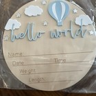 Baby Boy Birth Announcement Sign Wooden Hello World Newborn Signs New In Package