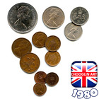 Collection Of British 1980 Elizabeth Ii Coins  45 Years Old 