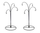 2 Pack Of Black Metal Ornament Display Stands     12    Tall With Four Hooks