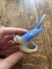 Vintage Blue Jay Bird Figurine Pair Candle Huggers Ceramic Hand Painted Japan